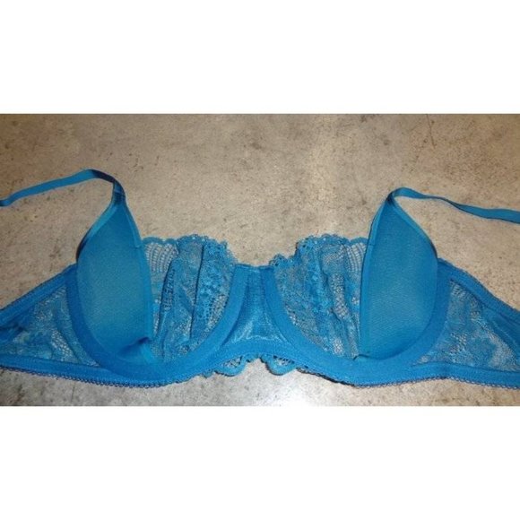 CALVIN KLEIN Sensual Sling Lace Balconette Underwire Bra #QF1197 Teal Blue 32D - Picture 5 of 5